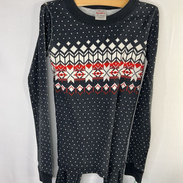 Size 10 (140): Hanna Andersson Black/White/Red Fair Isle Organic Cotton 2pc Holiday PJs