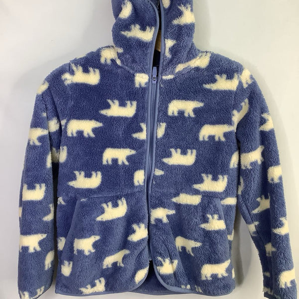 Size 8 (130): Hanna Andersson Blue/White Polar Bear Marshmallow Fleece Hoodie