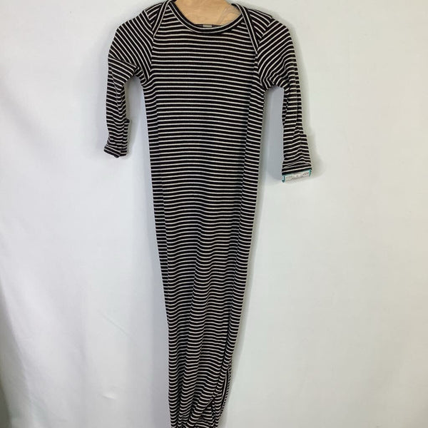Size 3-6m: Childhoods Black/White Striped Ribbed Knot Nighty
