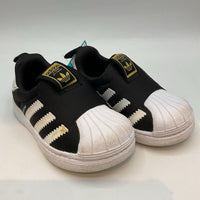 Size 5: Adidas Black/White Slip On Sneakers
