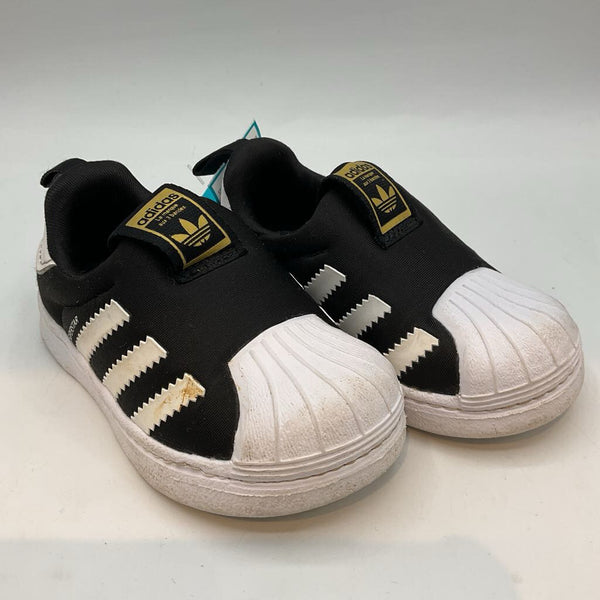 Size 5: Adidas Black/White Slip On Sneakers