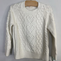 Size 6-7: Crewcuts White Heart Knit Sweater