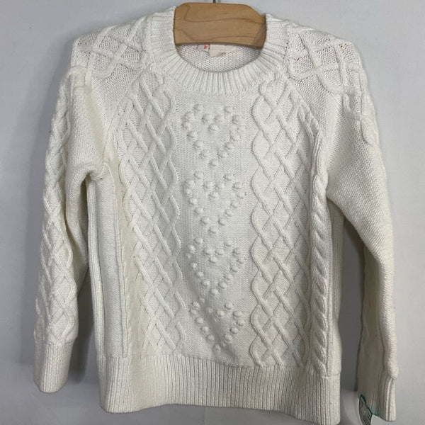 Size 6-7: Crewcuts White Heart Knit Sweater