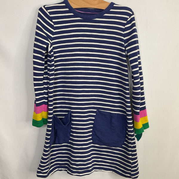 Size 6-7: Boden Blue/White Striped Long Sleeve Pocket Dress REDUCED
