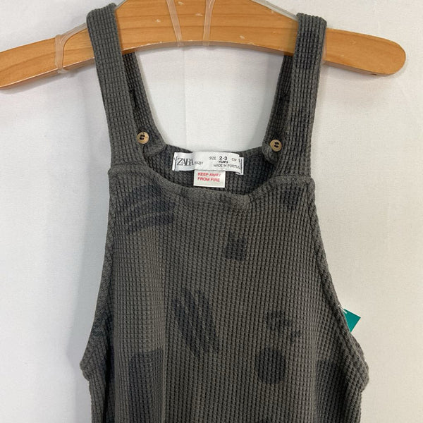 Size 2-3: Zara Gray Waffle Knit Overalls