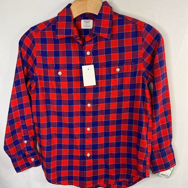 Size 8: Crewcuts Red/Blue Plaid Flannel Button-Up Shirt NEW w/ Tags