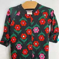 Size 3-6m (60): Hanna Anderson Black/Red/Pink Floral Snap-Up Footy Romper