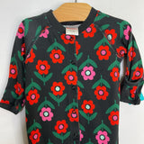 Size 3-6m (60): Hanna Anderson Black/Red/Pink Floral Snap-Up Footy Romper