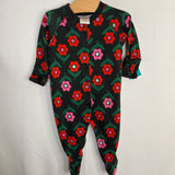 Size 3-6m (60): Hanna Anderson Black/Red/Pink Floral Snap-Up Footy Romper