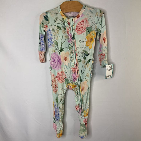Size 0-3m: Posh Peanut Blue/Colorful Floral Bamboo Nighty