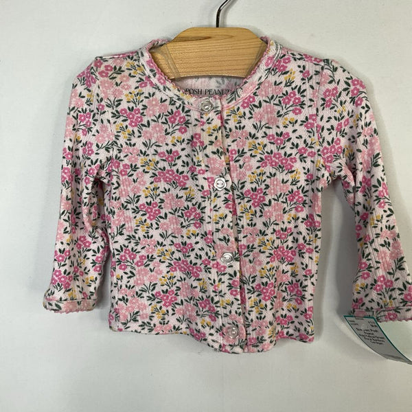 Size 3-6m: Posh Peanut Pink/Yellow/Green Floral Bamboo Cardigan