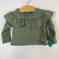 Size 6-9m: 7 For All Mankind Green Dots Ruffle Trim Sweatshirt