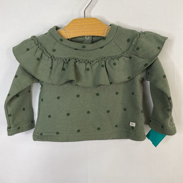 Size 6-9m: 7 For All Mankind Green Dots Ruffle Trim Sweatshirt