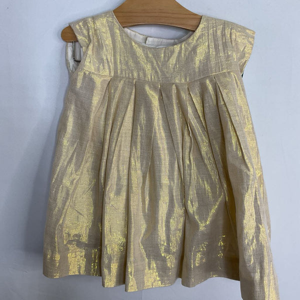 Size 6-9m: Tea Gold Shimmer Sleeveless Dress/Bloomers