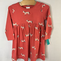 Size 2 (85): Hanna Andersson Pink/White Unicorns Long Sleeve Dress