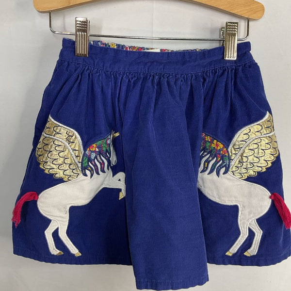 Size 6-7: Boden Blue/White Unicorn Applique Corduroy Skirt