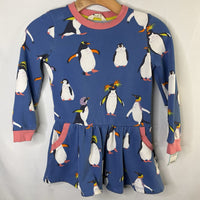Size 7-8: Boden Blue/Multi Penguins Long Sleeve Sweatshirt Dress