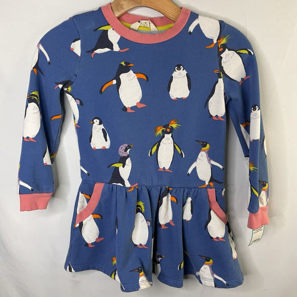 Size 7-8: Boden Blue/Multi Penguins Long Sleeve Sweatshirt Dress