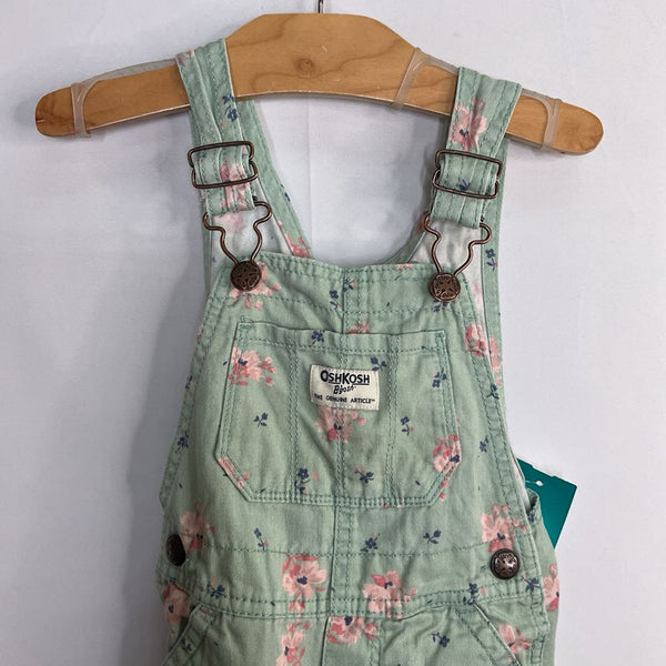 Size 2: OshKosh Green/Pink/Blue Floral Overalls