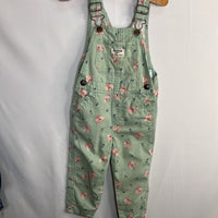 Size 2: OshKosh Green/Pink/Blue Floral Overalls