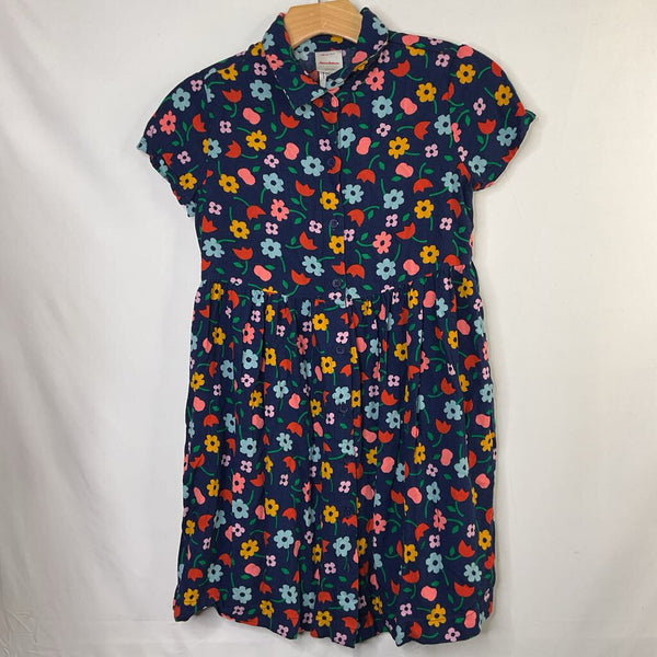 Size 8 (130): Hanna Andersson Navy/Colorful Floral Collared Dress