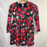 Size 8 (130): Hanna Andersson Navy/Red/Pink Floral Long Sleeve Pocket Dress