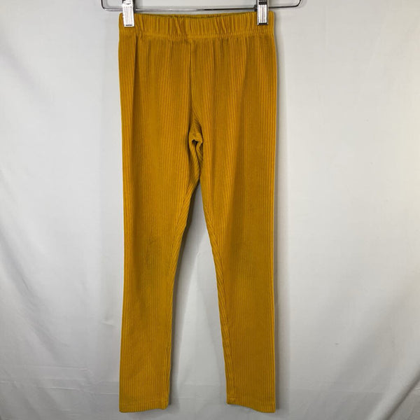 Size 8 (130): Hanna Andersson Yellow Ribbed Velour Leggings