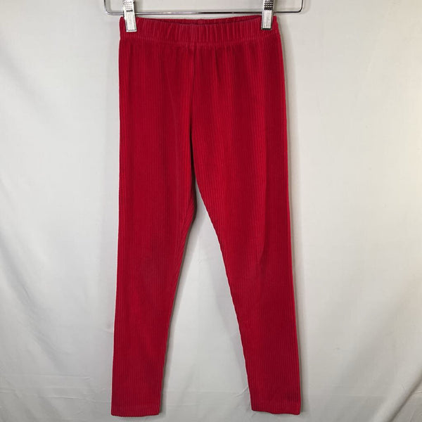 Size 8 (130): Hanna Andersson Red Ribbed Velour Leggings
