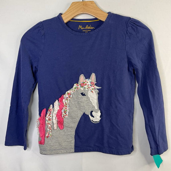 Size 8-9: Boden Navy/Gray Horse Applique Long Sleeve Shirt