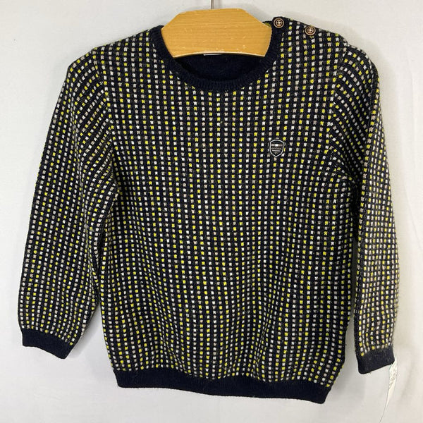 Size 2: Mayoral Navy/Yellow/Gray Wool Blend Sweater