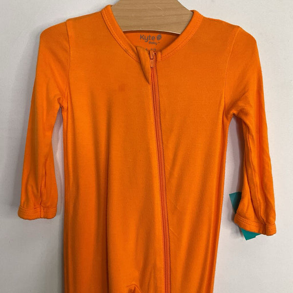 Size 6-12m: Kyte Orange Bamboo Zip-Up Romper