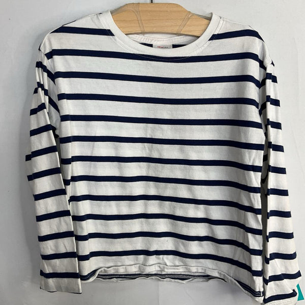 Size 5 (110): Hanna Andersson White/Navy Striped Long Sleeve Shirt