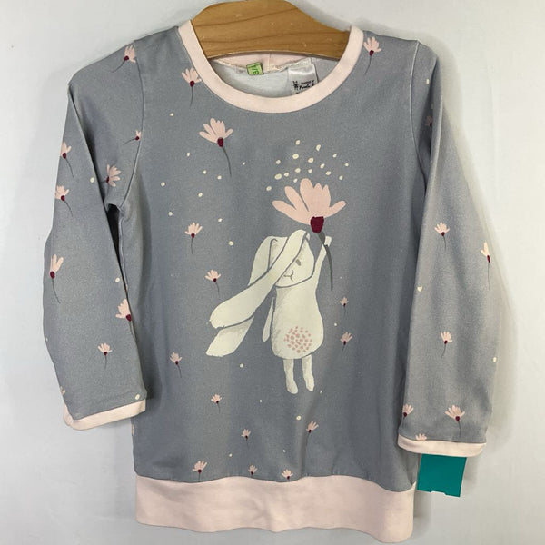 Size 3-4: Blue/White/Pink Floral Bunny Sweatshirt