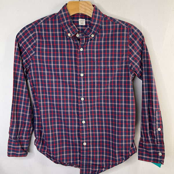 Size 8: Crewcuts Red/White/Blue Plaid Button-Up Shirt
