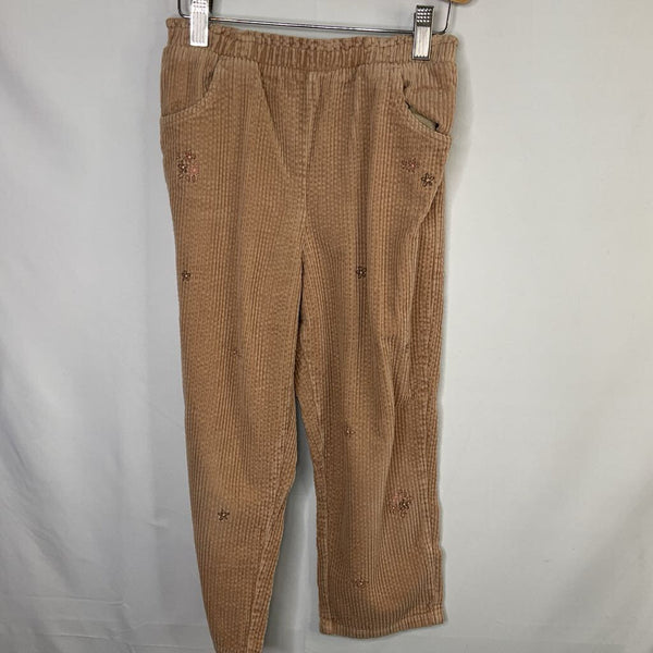 Size 6-7: NEXT Tan Floral Corduroy Soft Waist Pants