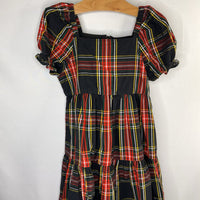Size 6-7:Crewcuts Black/Multi Plaid Cap Sleeve Dress