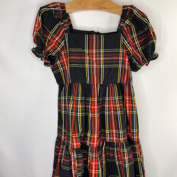 Size 6-7:Crewcuts Black/Multi Plaid Cap Sleeve Dress