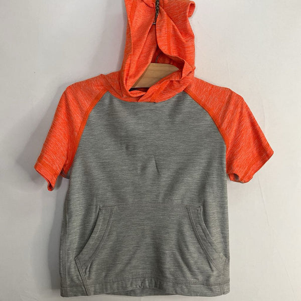 Size 3 (90): Hanna Andersson Gray/Orange Hooded Athletic T-Shirt