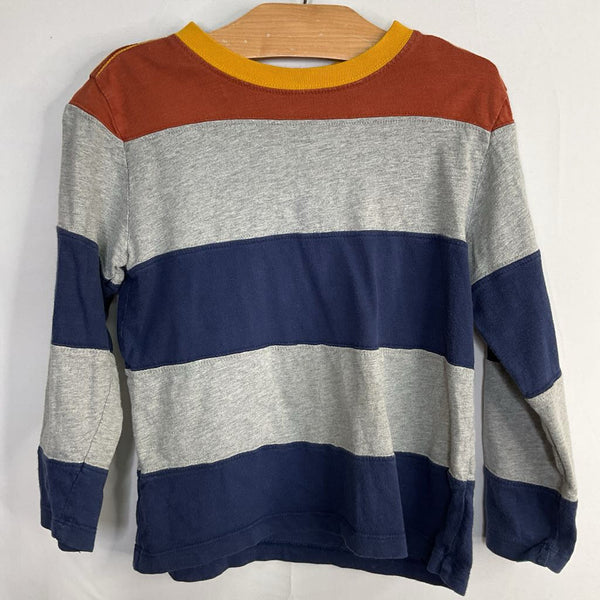 Size 5 (110): Hanna Andersson Orange/Gray/Brown Striped Long Sleeve Shirt