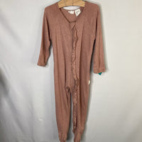 Size 12m: Jamie Kay Pink Ribbed 1pc Zip-Up Footy PJs