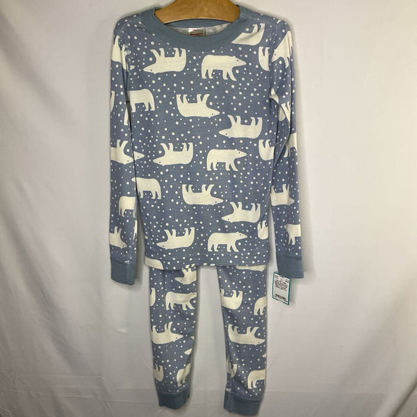 Size 6-7 (120): Hanna Andersson Blue/White Polar Bears Organic Cotton 2pc PJs