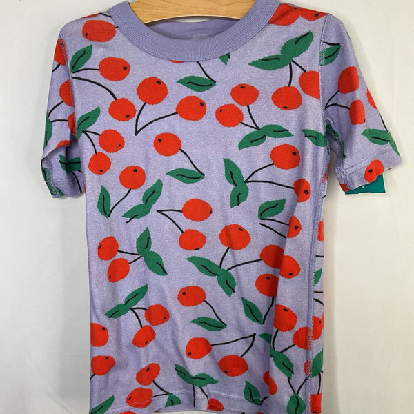 Size 8 (130): Hanna Purple/Red Cherries Organic Cotton 2pc Shorty PJs