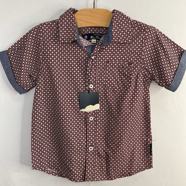 Size 2: Ben Sherman Purple/White Geo Print Short Sleeve Button-Up Shirt NEW w/ Tags