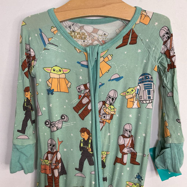 Size 3-6m: Little Sleepies Blue/Multi Star Wars Bamboo 1pc Zip-Up PJs
