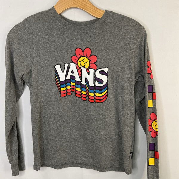 Size 10-12: Vans Gray/Colorful Floral Logo Long Sleeve Shirt