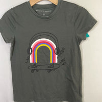 Size 10: Rockets of Awesome Gray/Rainbow Skater T-Shirt