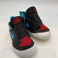 Size 3: Nike Black/Red/Blu Velcro Strap Crib Sneakers