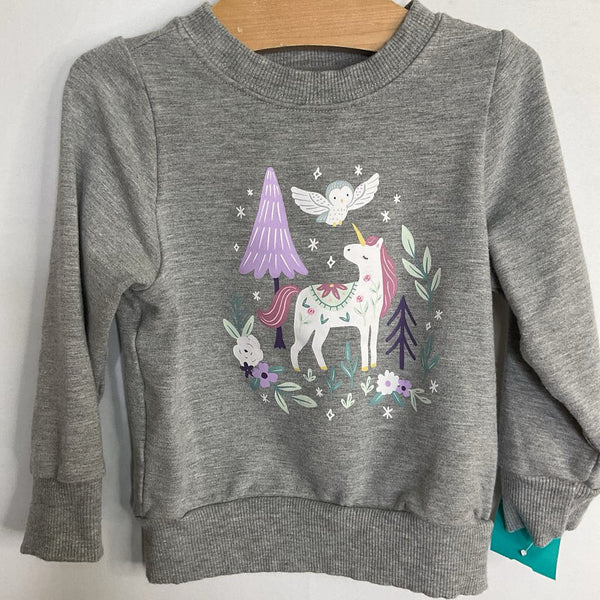 Size 6-12m: Little Sleepies Gray/Multi Woodland Unicorn Sweatshirt
