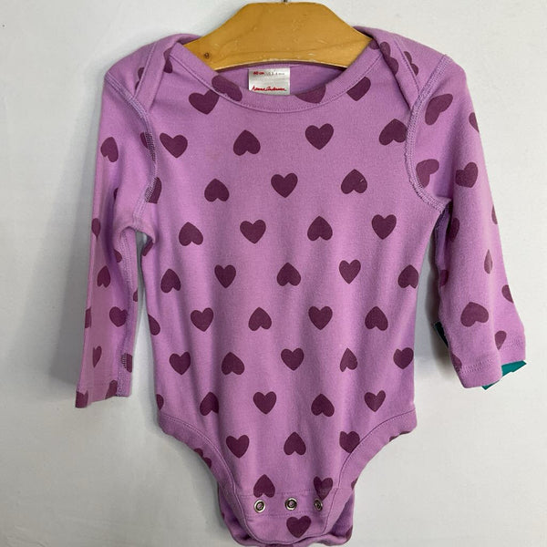 Size 3-6m (60): Hanna Andersson Purple Hearts Long Sleeve Onesie