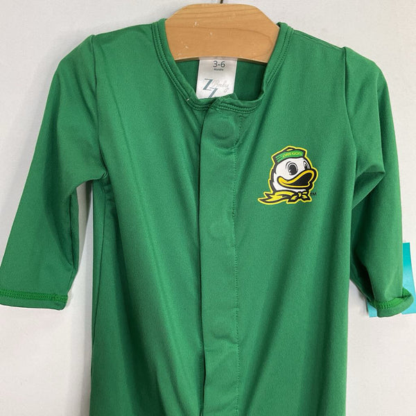 Size 3-6m: ZZ Baby Green UO Ducks Magnetic Footy PJs
